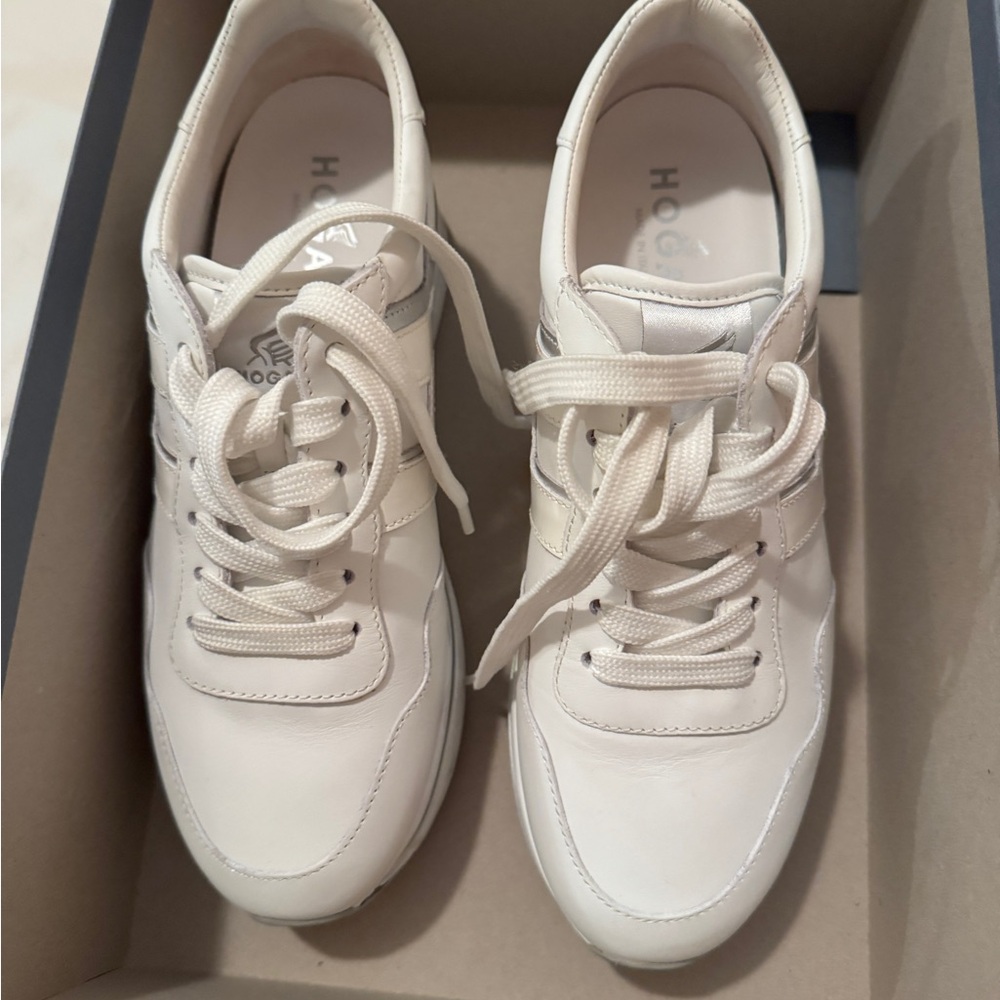 Hogan White and Gray Sneakers
